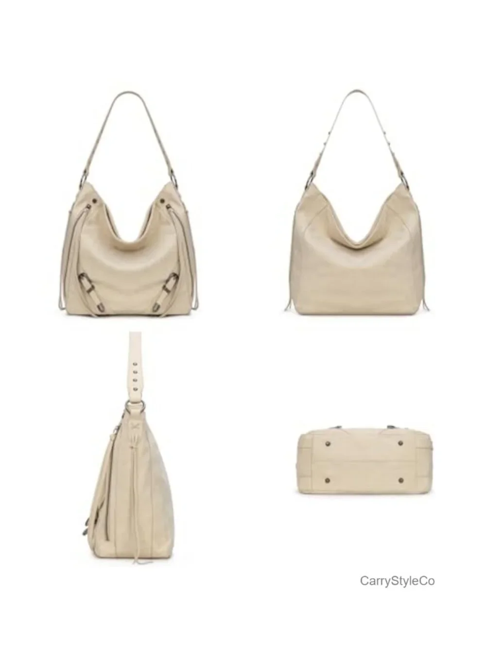 Faux Suede Hobo Bag Large Shoulder Purse with Buckle Fringe Zipper